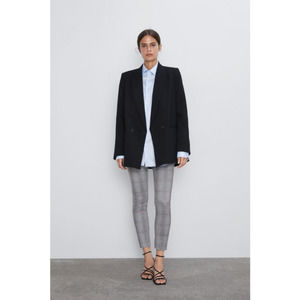 Zara Mid-Rise Soft Checkered Plaid Leggings Size S